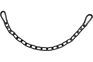 MIKMAYTOO 1Pcs Black Heavy Duty Hanging Chains with 2 Carabiners, Chair Hardware for Indoor Outdoor Playground Hammock Punching Bags 800 LB Capacity Small Chain Double Clips (Black Metal Chain-0.5m-1PCS)