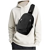 SEAFEW Small Black Sling Crossbody Bag for Men Women, Tactical Backpack Shoulder Daypack Mini Anti-Theft Motorcycle Chest Bags, Small One Strap Backpack for Casual Travel Hiking Outdoor Sports