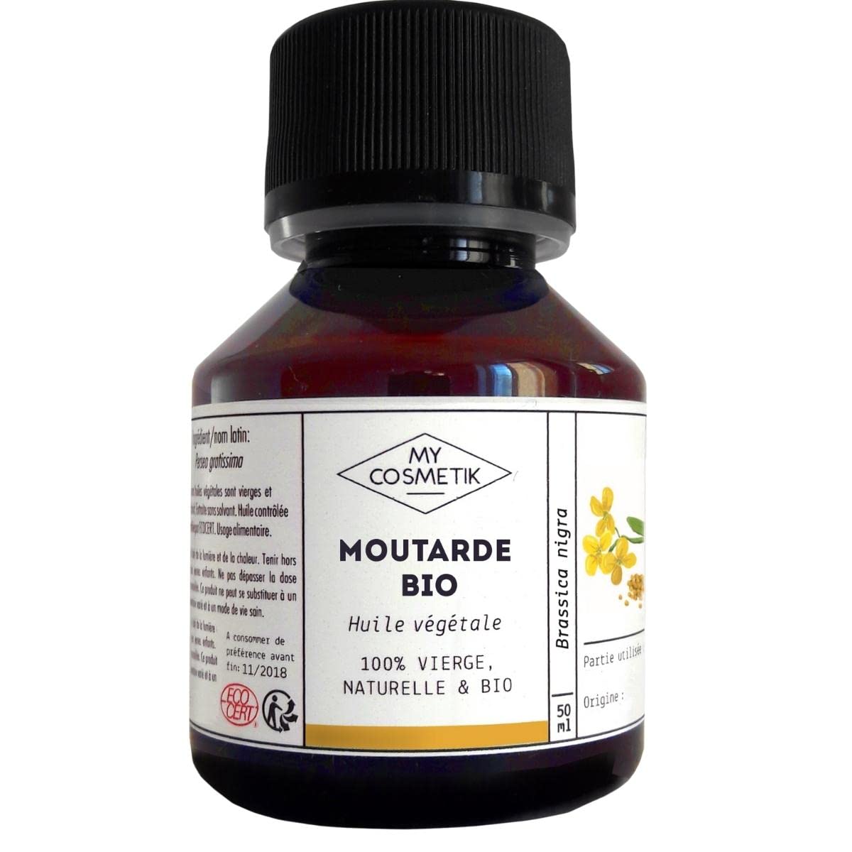 MY COSMETIK - Mustard vegetable oil - cosmetics - 100% pure and natural - hair and skin tonic - 50 ml