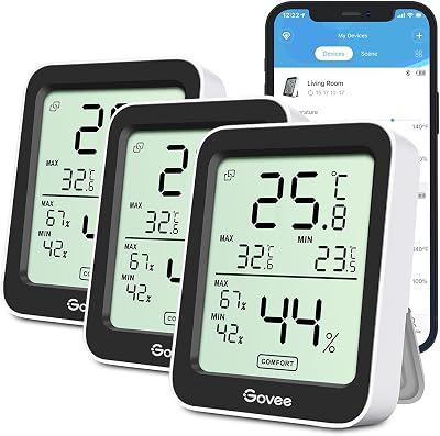 Govee Room Thermometer Hygrometer 3 Pack Bluetooth Digital Indoor Humidity Meter