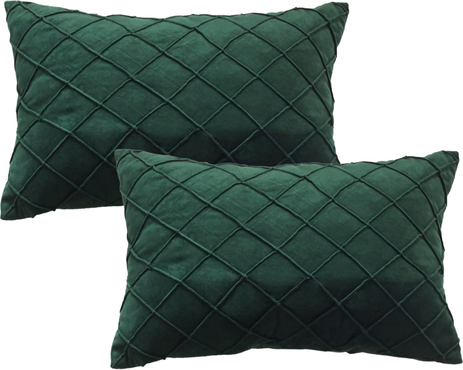 GONOVE Cushion Covers 30X50cm Soft Velvet Decorative Throw Pillow Cases Pack of 2 Square Pillow Covers Pillowcases with Invisible Zipper for Home Couch Sofa Bed, Dark Green
