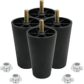 Murtenze 4Pcs 5 inch Sofa Legs, Round Tapered Plastic Couch Legs | Replacement Furniture Legs, M8 Hanger Bolts, For Chair Sofa Dresser Cabinet Loveseats Ottoman Bed