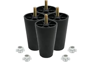 Murtenze 4Pcs 5 inch Sofa Legs, Round Tapered Plastic Couch Legs Replacement Furniture Legs with M8 Hanger Bolts for Chair Sofa Dresser Cabinet Loveseats Ottoman Bed