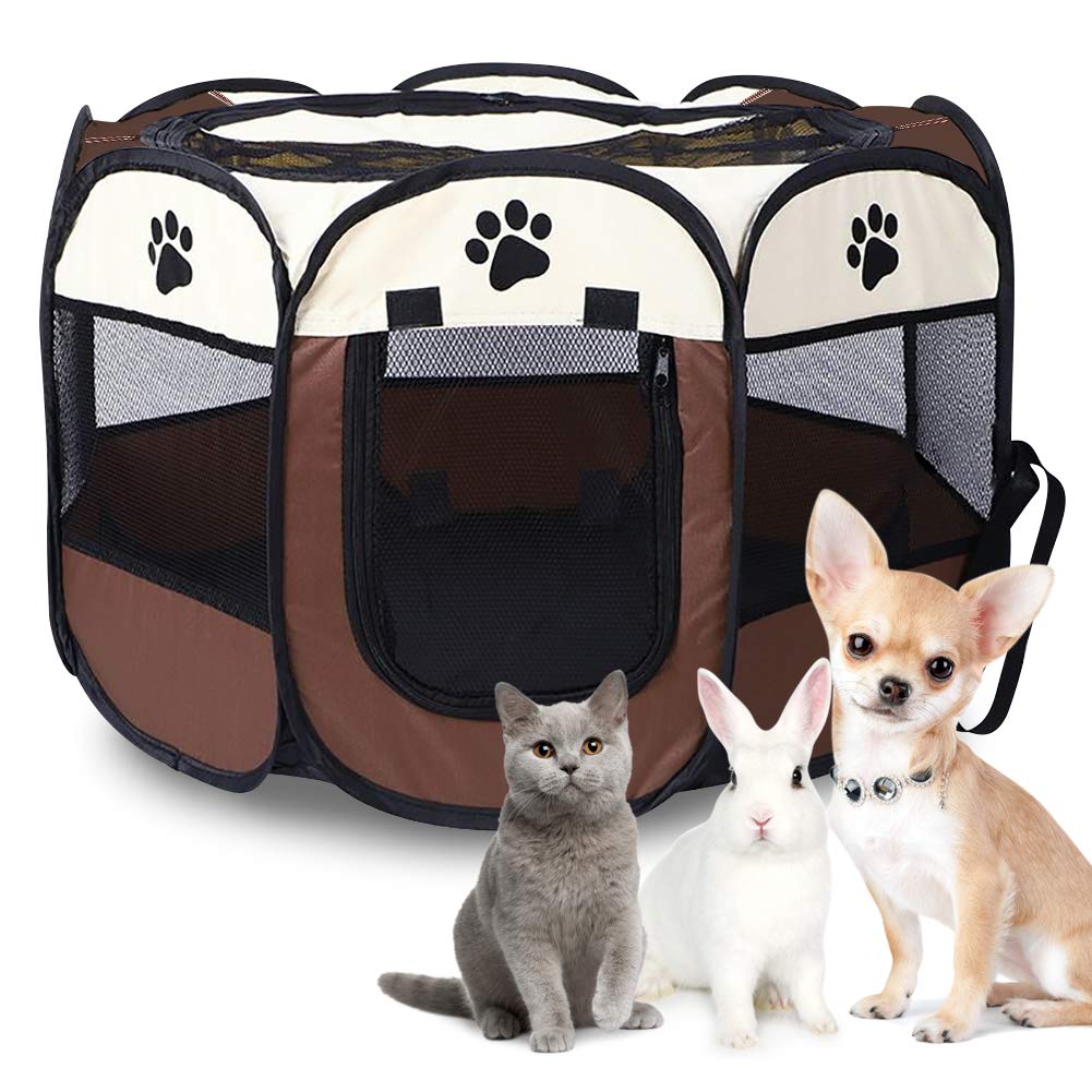 Portable Pet Playpen, Foldable Indoor Outdoor Tent for Dogs, Cats, Rabbits, Guinea Pigs, Made with 600D Oxford Fabric
