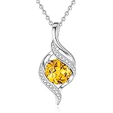 FANCIME Birthstone Necklace for Women Round Cubic Zirconia Necklace S925 Sterling Silver full Love Birthday Gifts for Mom Women