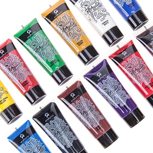 Craftamo-Acrylic-Paints-Set-12-x-27ml-Tubes-Acrylic-Painting-Set-For-Use-On-Artist-Canvas-As-Fabric-Paint-Model-Car-Paint-Glass-Paint-Clay-Paint-Nail-Art-Paint-Or-Craft-Paint-Set