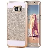 Galaxy S7 Edge Case, Imikoko™ Luxury Hybrid Beauty Crystal Rhinestone With Gold Sparkle Glitter PC Hard Protective Diamond Case Cover For Samsung Galaxy S7 Edge (Gold)