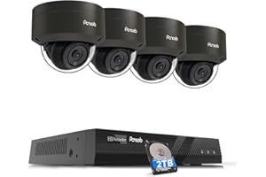 PANOOB 5MP Home Security Camera Systems, 4PCS Wired IP Vandal-Proof Dome Cameras Outdoor with Person Detection, Built-in Mic IP66 2.8mm Lens 100ft IR Night Vision, 4K 8CH NVR 2TB HDD, PD54B0408-5M