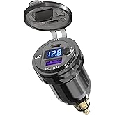 Qidoe Motorcycle Power Adapter Waterproof Hella Din Plug to USB Adapter with ON-Off Switch 30W USB C PD3.0 Din USB 18W QC3.0 Quick Charge Aluminum Voltmeter Triumph Motorcycle Accessories