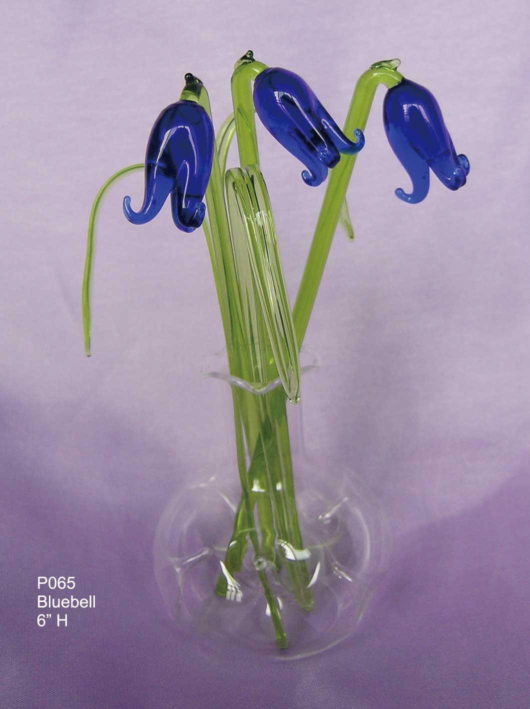Lyndas Gifts - Glass Flowers in Vase, Bluebell Flowers