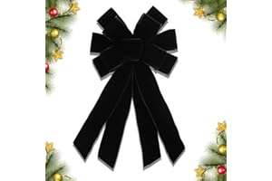 CHMOART Christmas Wreath Bow 20 x 11 Inches Large Christmas Bows Black Velvet Bow Winter Farmhouse Bow Xmas Tree Topper Ornament Bow for Home Front Door Decorations
