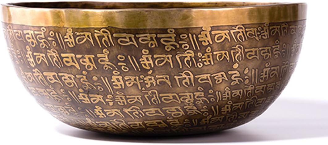 Tibetan Singing Bowl Set 700g 13 cm Yoga Om Mani Nepalese Singing Bowl Set Vibration Hand Mert Metal Singing Bowl for Meditation Prayer, Meditation and Healing