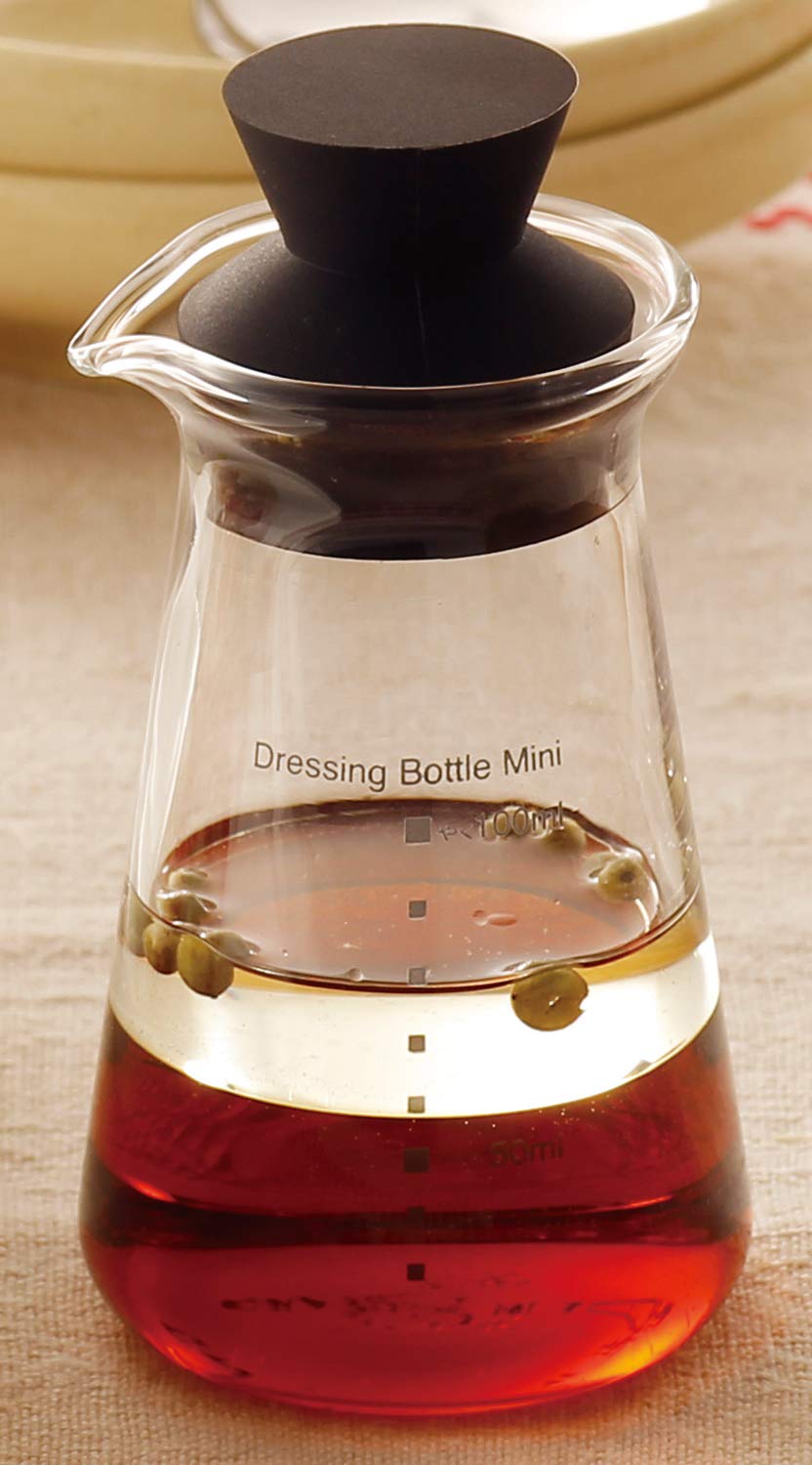 iwaki KT5013-BK Heat Resistant Glass Dressing Bottle, Black, Mini