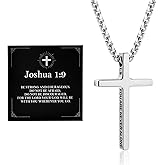 Alissl Boys Cross Necklace for Teen Boy Men,316L Stainless Steel Bible Verse Mens Pendant Christian Baptism Valentines Day Gifts for him Teens Prayer