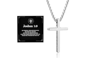 Alissl Boys Cross Necklace for Teen Boy Men,316L Stainless Steel Bible Verse Mens Pendant Christian Baptism Valentines Day Gifts for him Teens Prayer