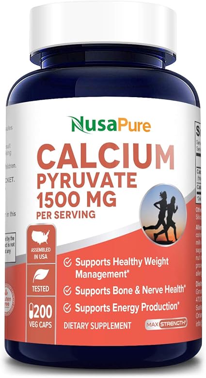 Amazon Com Calcium Pyruvate 1500 Mg 200 Vegetarian Caps Non Gmo Gluten Free Supports Healthy Weight Management Energy Production And Bone Health 750mg Per Caps Health Personal Care