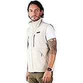 Ellobird Men's Softshell Vest, Warm Windproof Zip Pockets Waterproof Outerwear, Casual Hiking Travel Golf Sleeveless Jacket