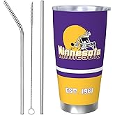 20oz Football Team Insulated Tumbler Cup with Lid and Straw brush Keeps Drinks Cold & Hot Double Wall Water Bottle Vacuum Insulated Coffee Mug Birthday Gift for Sports Lovers Fans Coach Men Women