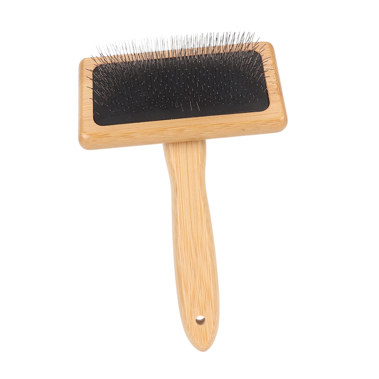 Sorandy Sheepskin Wool Wire Brush with Hole Air Bag Cushion, Sheepskin Wool Brush, Macrame Slicker Comb Pet Slicker Brush with Wood Handle for Grooming, Removing Shedding and Dirt (L)