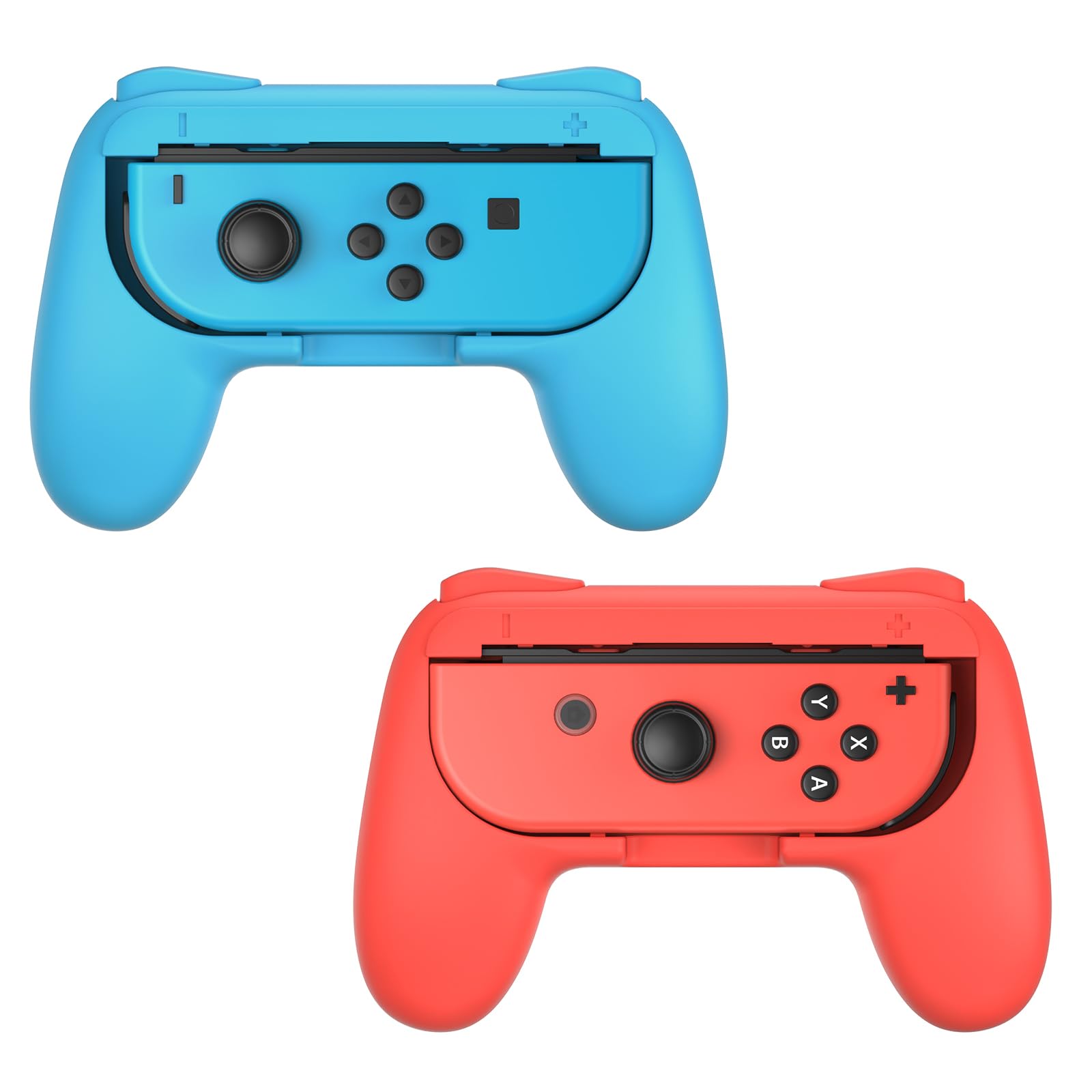 FASTSNAIL Grips Compatible with Nintendo Switch JoyCon&Switch OLED Model, Wear-resistant Handle Kit Gamepad Replacement for Nintendo Switch Joy Cons &Switch OLED Model for Controller(Red&Blue)