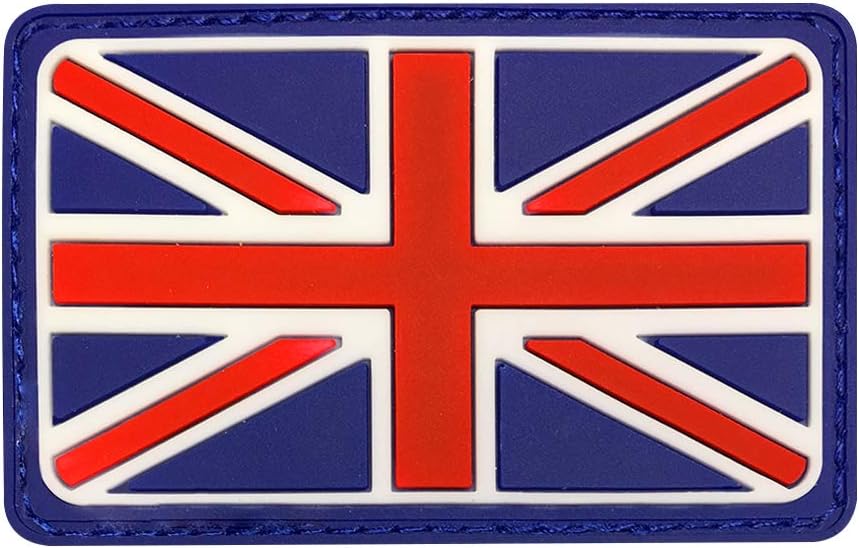 British Union Jack Rubber Badges Patch England Flag UK Great Britain Iron-On Emblem (Blue/red)