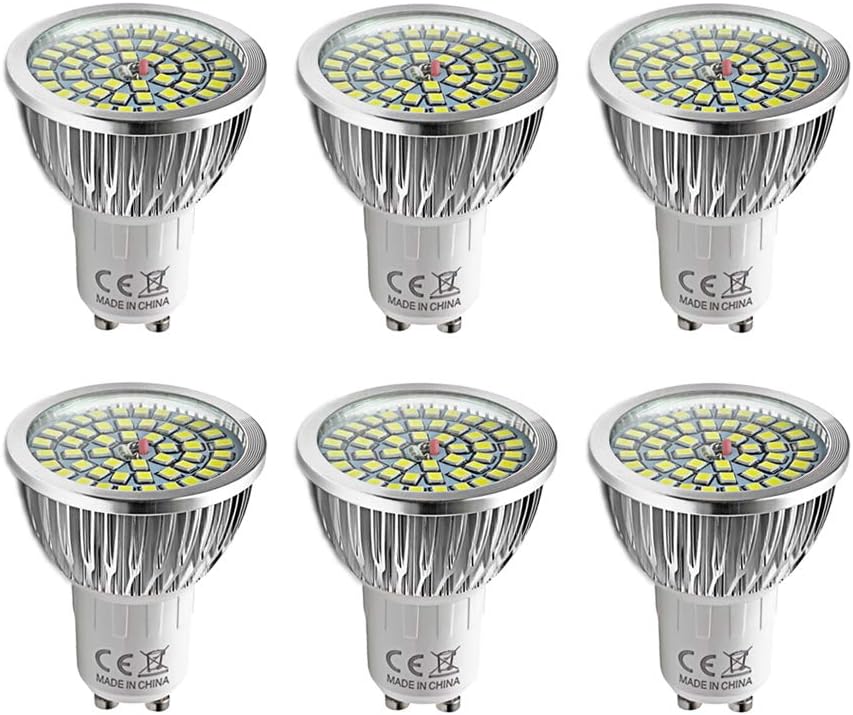 WULUN Pack of 6 GU10 6W LED Spotlight Bulbs, 6W Equivalent 60W Halogen, 550LM Cool White 6000K