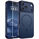 SUPFINE Magnetic for iPhone 18 Pro Case/iPhone 17 Pro Case Dark Blue | With Screen Protector, Translucent Matte, Compatible with MagSafe, Military Grade Drop Proof, Rugged Shockproof Protective