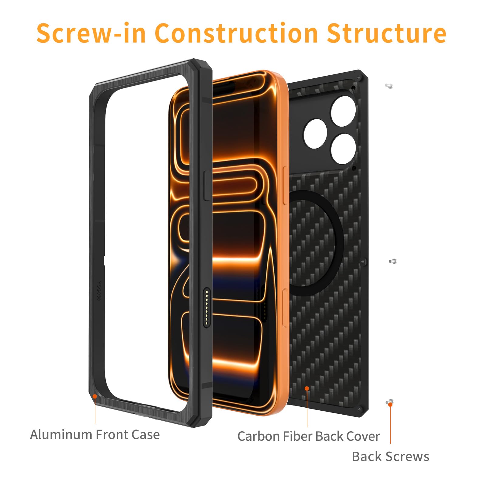 Condition photo showing New/Like New for dgysg luxury carbon fiber aluminum case for iphone 17 pro max, magnetic heavy duty rugged military p