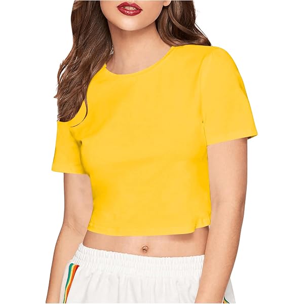 Women’s Basic Crop Top T-Shirt – Short Sleeve Crew Neck Casual Shirt – Lightweight, Stretchy & Perfect For Summer Or Layering