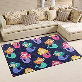 Yochoice Non-Slip Area Rugs Home Decor, Hipster Colorful Cute Mermaid Girls Floor Mat Living Room Bedroom Carpets… 61qXNpvTllL. SS280