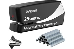 Coruscant Electric Stapler, Automatic Stapler, Heavy Duty，25 Sheet, Store 210 Staples，Including 2000 Staples,and 1 Staple Remover, Electric Desktop AC or Battery Powered for Home/Office Use