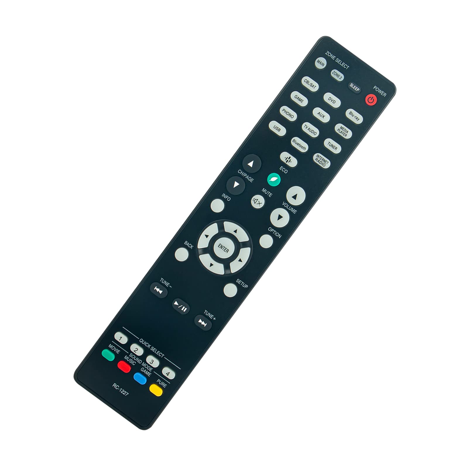 RC-1227 Replacement Remote Control -VINABTY-fit for Denon 4K Ultra HD Audio/Video AV Receiver RC1227 remote control AVR-X1500H AVR-X1600H AVRX1500H AVRX1600H