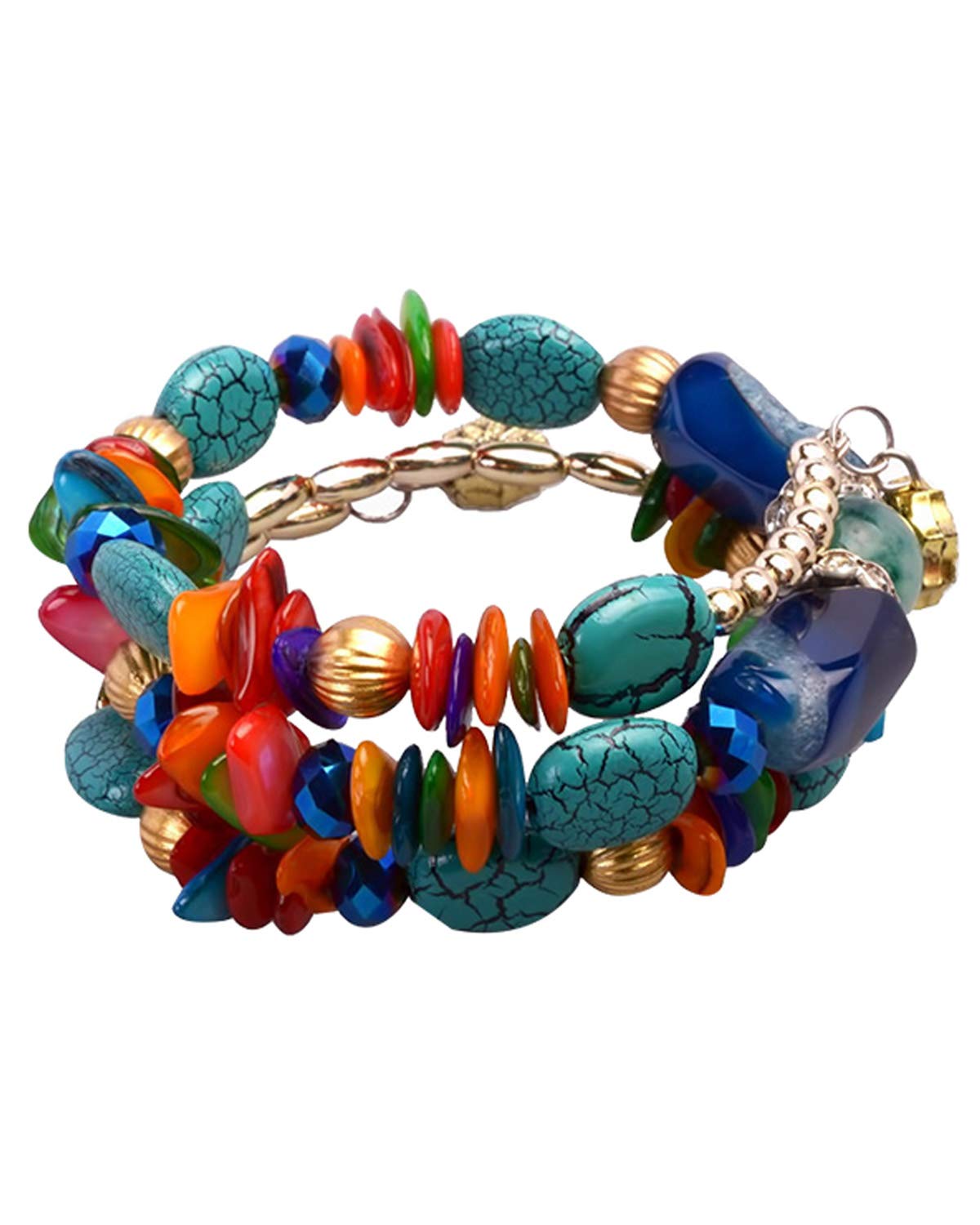 Young & Forever Gift Bohemian Boho Gypsy Multi-strand Multicolor Beaded Bracelet for Women Girls
