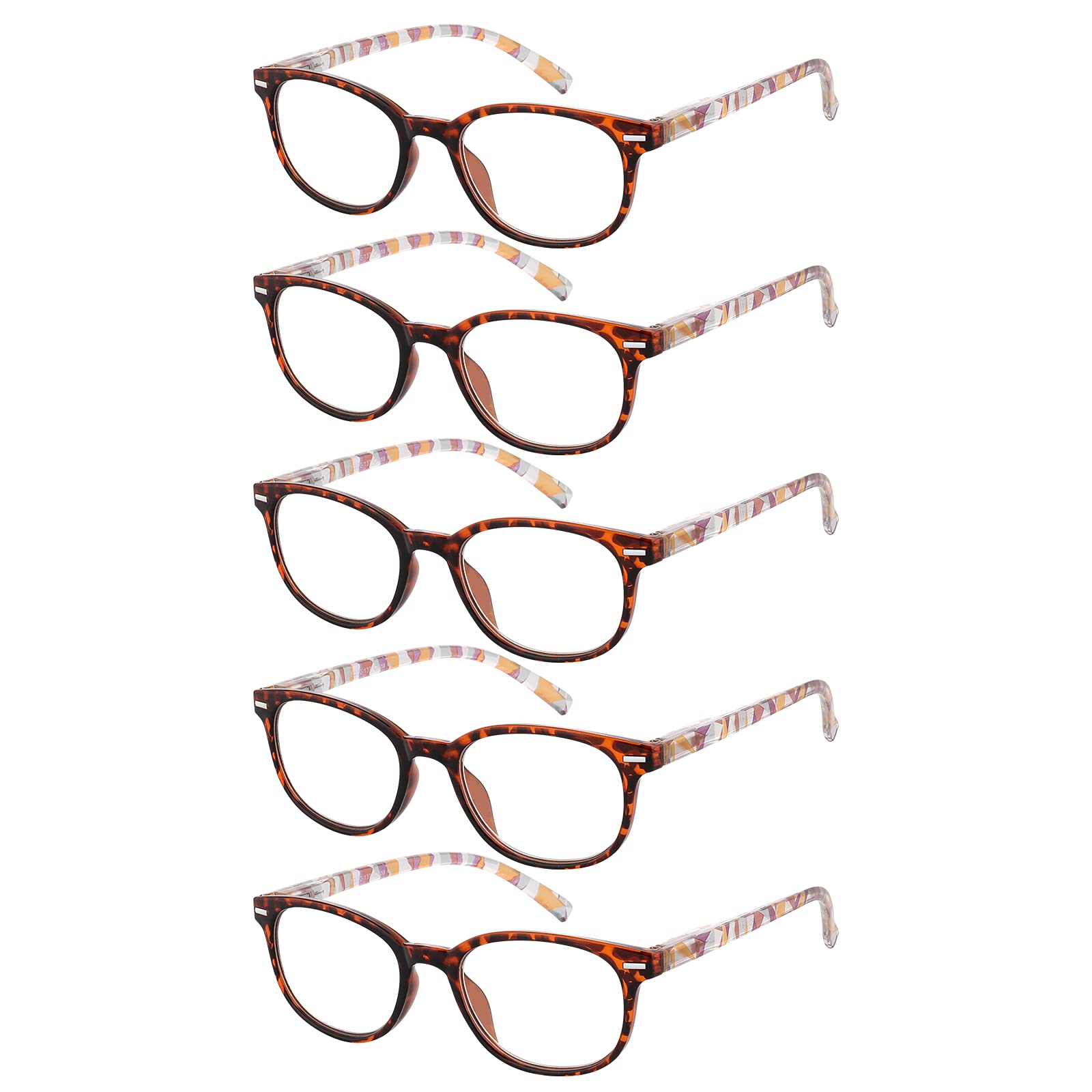 EFE Reading Glasses for Men Women 5 Pack - Stylish Computer Phone Book Reading Glasses with Spring Hinges(Transparent, 1.25)…