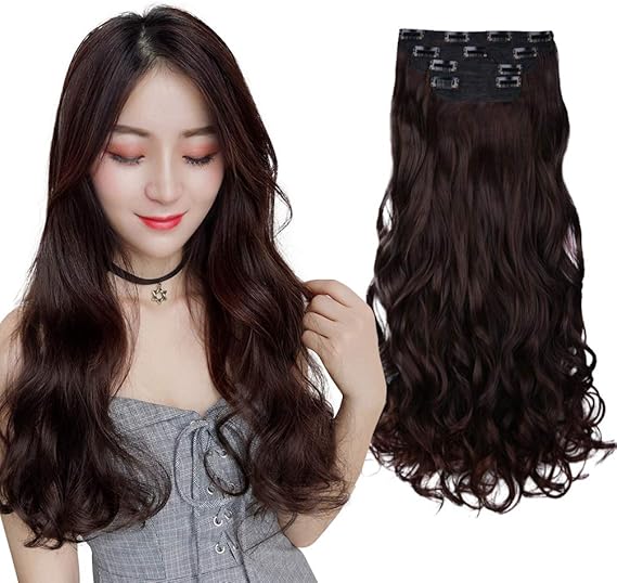 Amazon Deeka エクステ 襟足ウィッグ つけ毛 ４枚セット 組み合わせ自由 ロング カール50cm ストレート60cm クリップ ダークブラウン カール ポイントウィッグ 通販