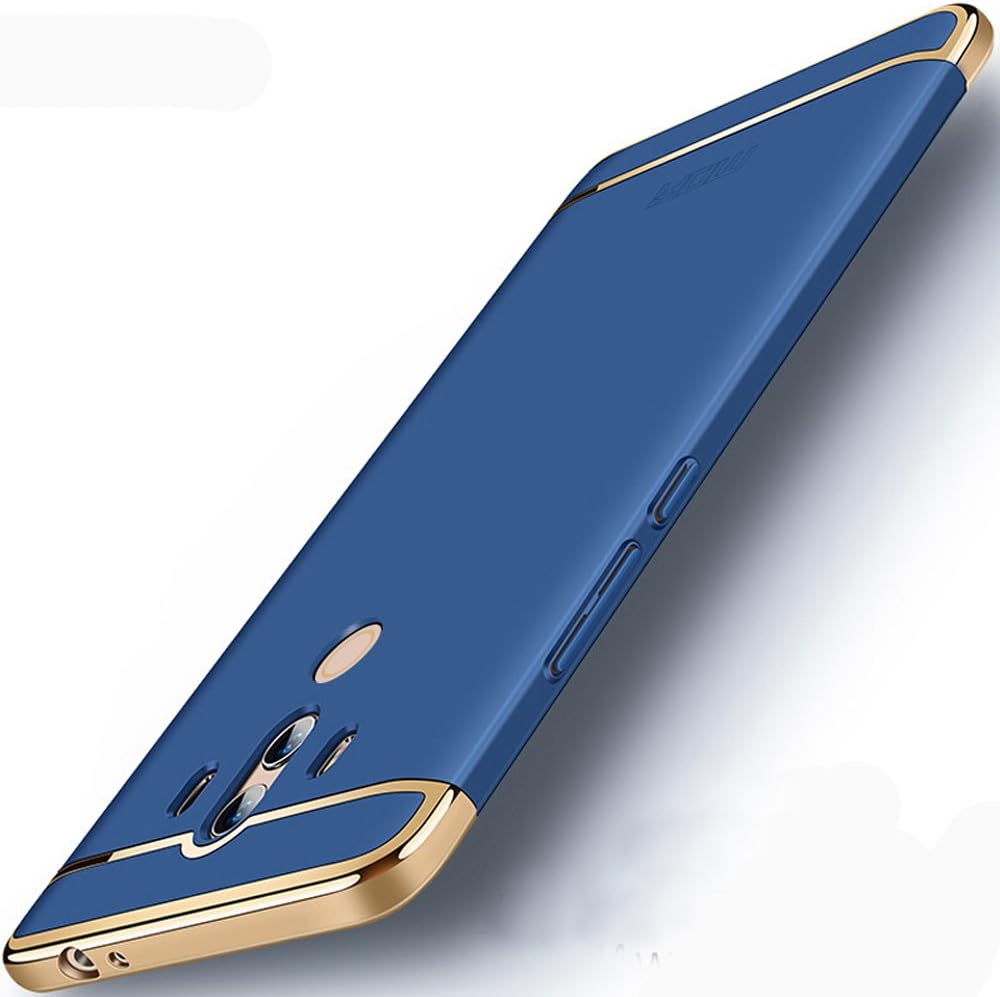 Huawei Mate 10 Pro Case, Ranyi [3 in 1 Hybrid] [Anti-Slip] [Metal Texture] Luxury Electroplated Painting Bumper + Matte Hard Back Cover 3 in 1 Case for Huawei Mate 10 Pro (6.0"), Blue