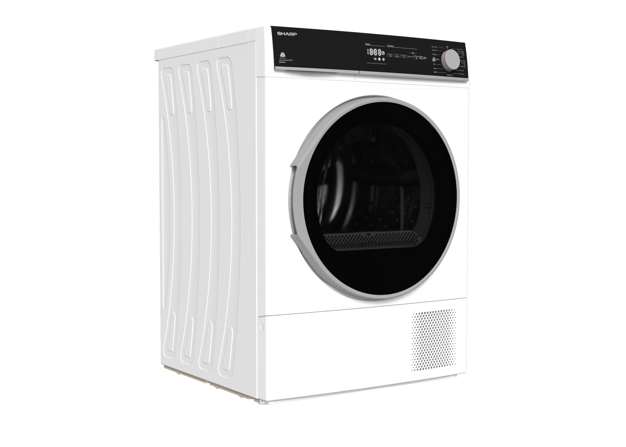 Sharp KD-NHH8S7GW21-EN, Free Standing, 8KG, Heat Pump Tumble Dryer, A++ Energy Rating, White