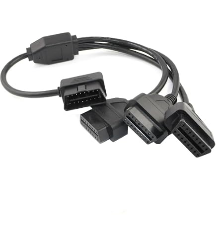 OBDII 16-Pin Male To 3-Way Female Y Splitter Extension Cable With Switch – Flat Wire