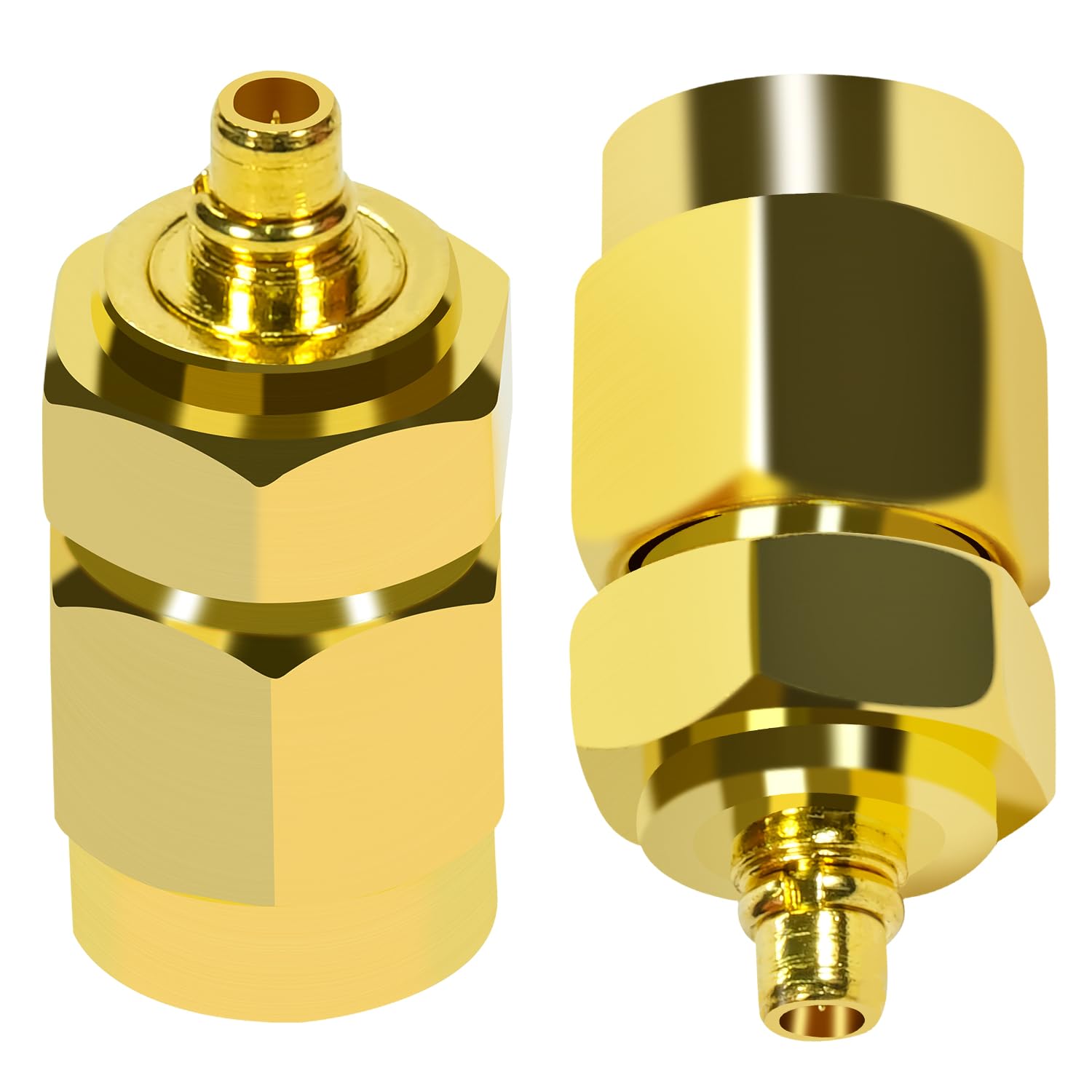 Fohevers 2 Pcs MMCX Male Plug to SMA Male Adapter Nickel-plated Coaxial Connector for Wifi Antenna Radio Networks Extension Cable