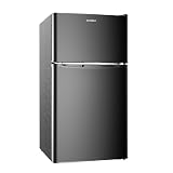 BANGSON Mini Fridge with Freezer, 2 Door Small Refrigerator with Freezer, Small Fridge for Bedroom, 3.2 CU.FT, For Home, Office, Dorm, Garage or RV, Black