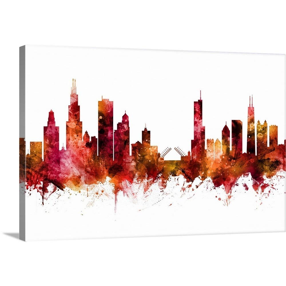 Chicago Illinois Skyline Canvas Wall Art Print, 30"x20"x1.25"