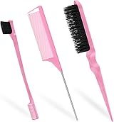 Qufiiry 3-Piece Hair Slick-Back Brush Set Pink – Edges & Teasing Brush