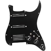 MAXCHEER SSH-Coil Splitting Electric Guitar Pickguard Two Mini Humbucker + ONE 4 Coil Pickup High Output-(9K/9K/18K) Loaded Prewired Scratchplate (Black, SSH)