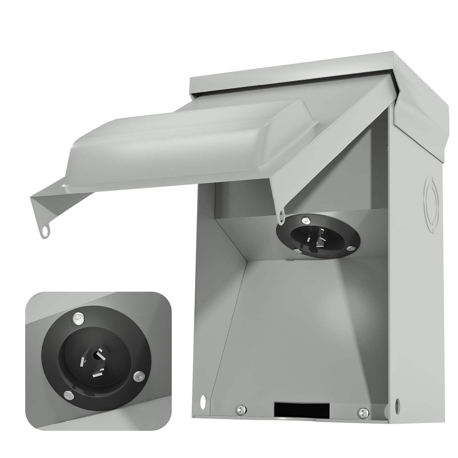 Photo 1 of HAYOHRT 50 Amp Generator Inlet Box Pre-Drilling NEMA SS2-50P Power Inlet Box for 3-Prong Generator Cord, 125/250V 6250/12500W 50A Power Inlet Box ETL Listed Waterproof Outdoor Use