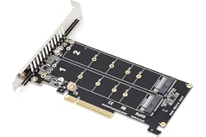 M.2 NVME SSD M Key to PCIE X8 Adapter Card, PCIE to NVME Dual Drive Expansion Card, 32Gbps SSD PCIE 3.0/4.0 Adapter for Deskt