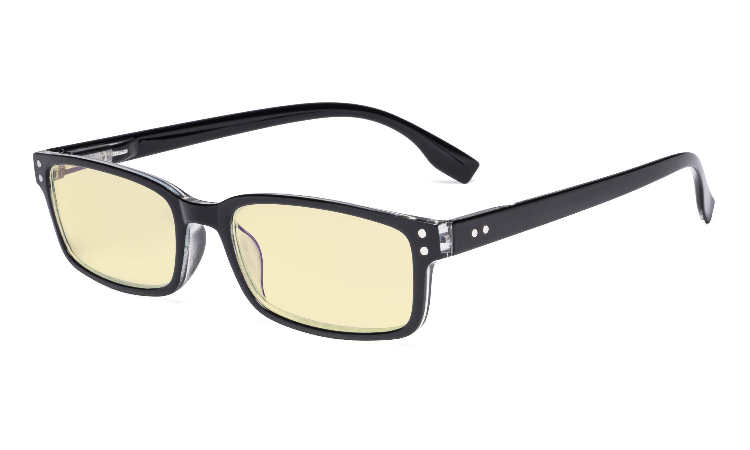 Eyekepper Blue Light Blocking Reading Glasses with Yellow Filter Lens - Computer Readers Men Women - Black-Transparent +2.00