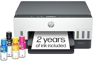 HP Smart Tank 6001 Wireless All-in-One Ink Tank Printer, Scanner, Copier with 2 Years of Ink Included, Best-for-Home, Cartridge-Free Refillable, AI-Enabled (2H0B9A)