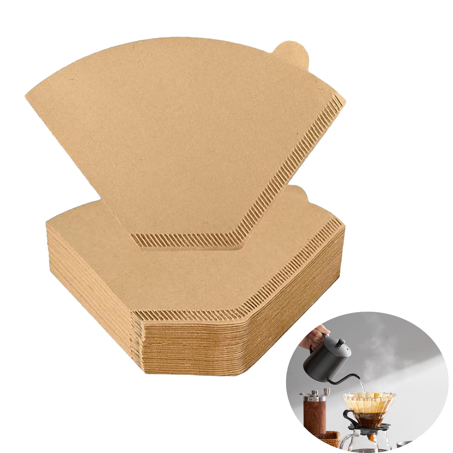 200pcs Unbleached Disposable Coffee Filters - 2 Cone Paper Fits for Drip and Compatible with Pour Over Coffee Maker (2-6 Cup)