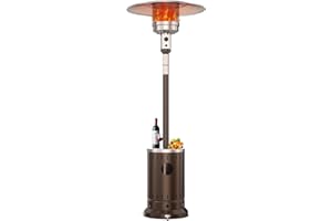 DIAMONDFORGE 50,000 BTU Patio Heater - Propane Patio Heater with Double-Layer Stainless Steel Burner, Space Heater, Outdoor Heaters with Wheels Used for Garden, Patio and Residential, Brown