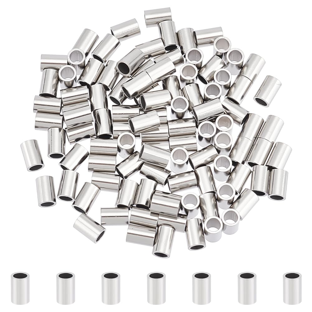 UNICRAFTALE 100Pcs 304 Stainless Steel Tube Beads 6mm Long Spacer Beads Metal Column Bead Hollow Tube Loose Bead Hole 3mm for Jewelry Making